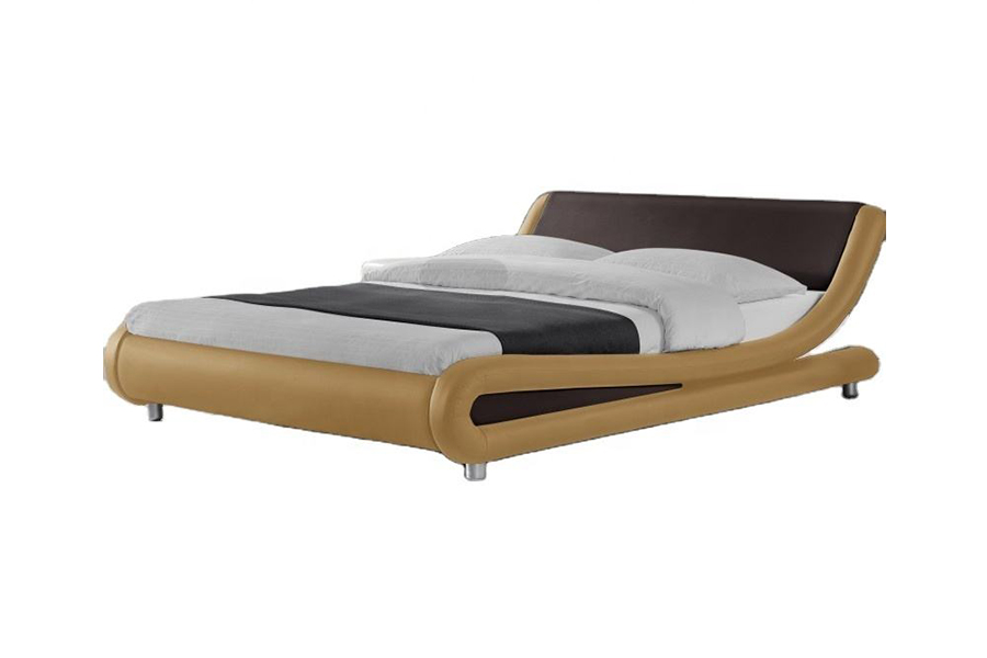 1140 Wooden PU Synthetic Leather Bed Frame Upholstered Bed