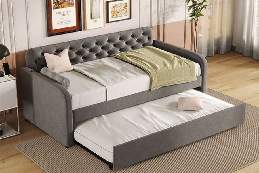 1323 Malambot at Wooden Frame Trundle Bunk Upholstered Bed Frame