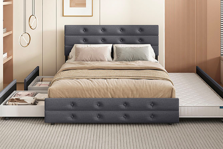 1323 Malambot at Wooden Frame Trundle Bunk Upholstered Bed Frame