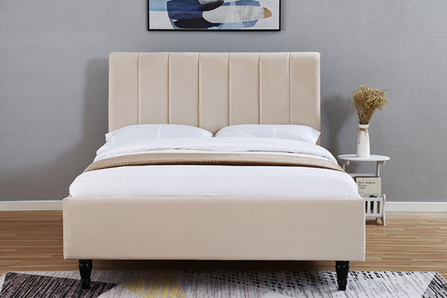 1312 Soft Fabric Bed Headboard Rounded Upholstered Bed