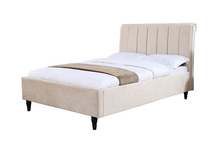 1312 Soft Fabric Bed Headboard Rounded Upholstered Bed