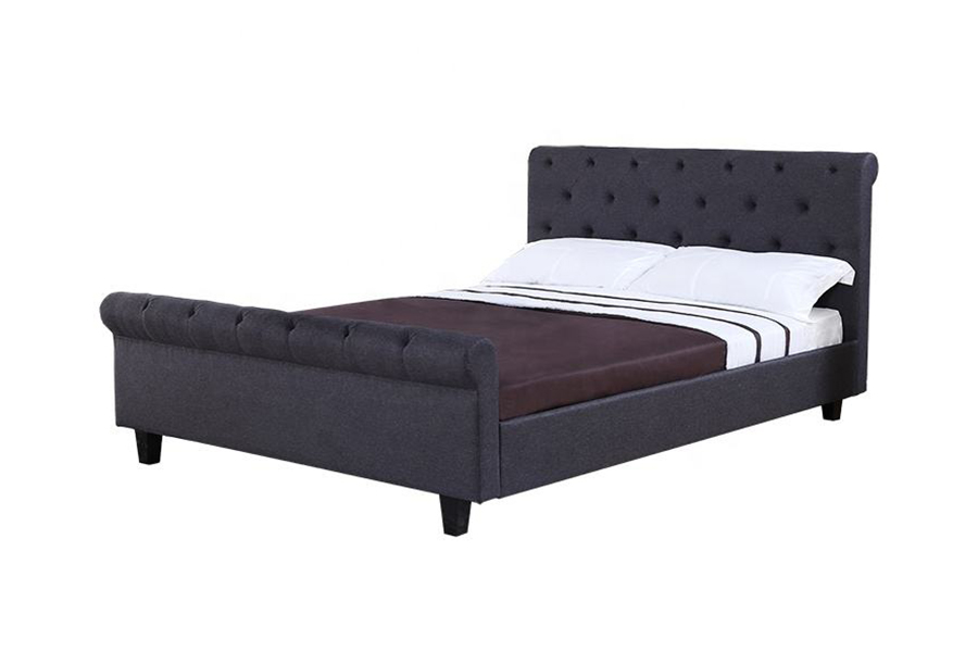 1307 Brown Tufted Linen Upholstery Upholstered Storage Bed Frame