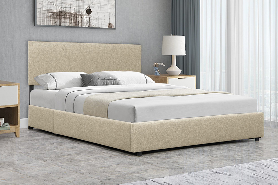 1304 Velvet Fabric Upholstered Wooden Frame Upholstered Bed