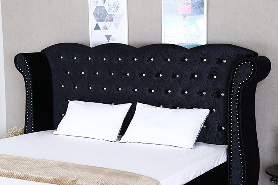 1245 British Style Wooden Frame Gamit sa Bahay Upholstered Bed