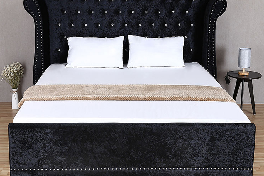 1245 British Style Wooden Frame Gamit sa Bahay Upholstered Bed