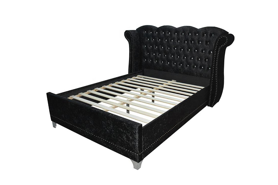1245 British Style Wooden Frame Gamit sa Bahay Upholstered Bed