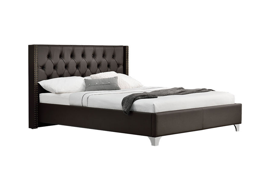 1210 Wing Design Classical Studs Upholstered Bed