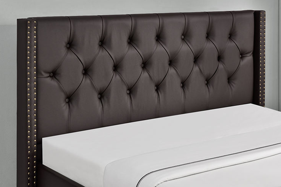 1210 Wing Design Classical Studs Upholstered Bed
