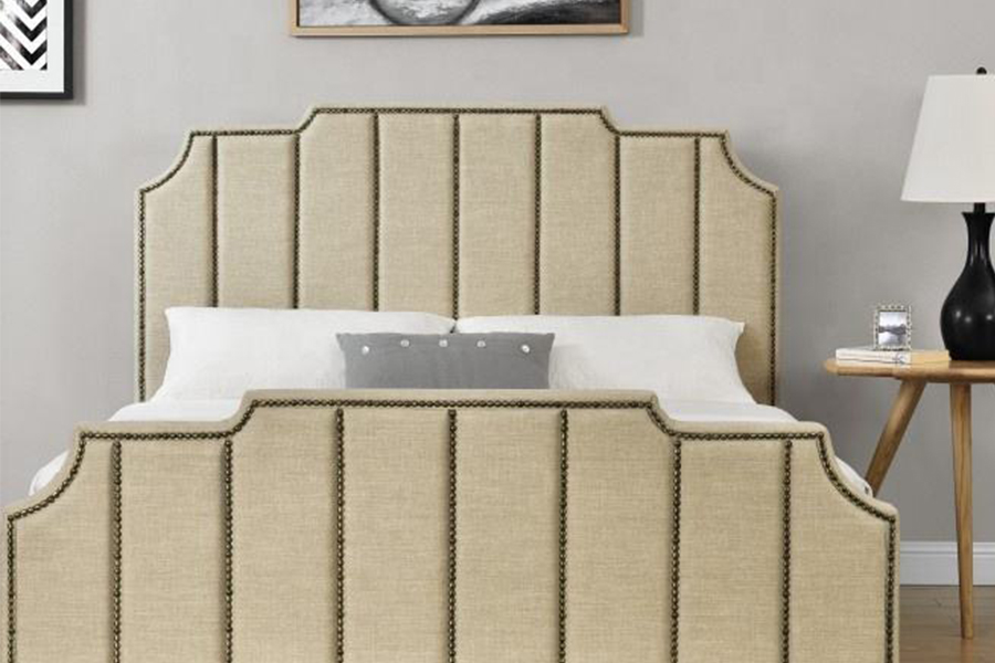 1205 velvet Fabric Double Bed Frame Upholstered Bed
