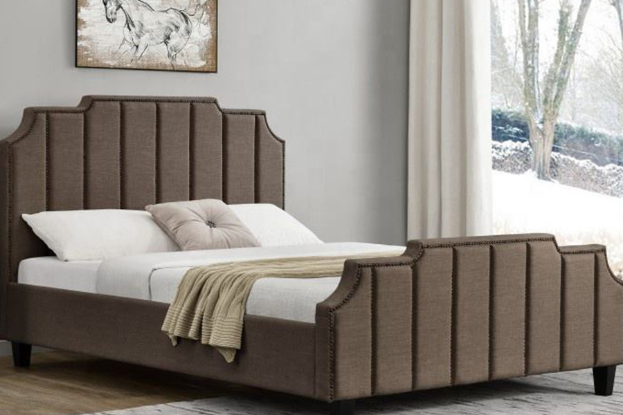 1205 velvet Fabric Double Bed Frame Upholstered Bed