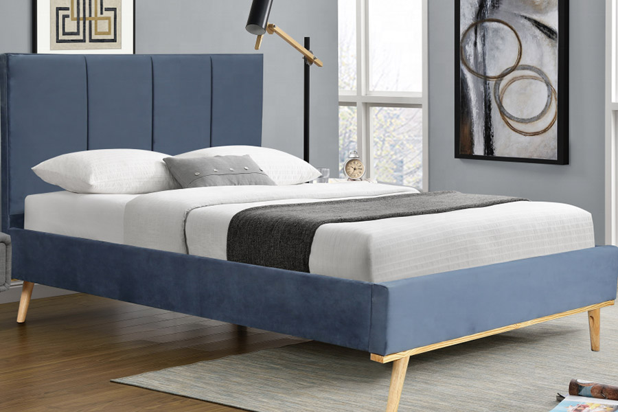 1457 Pinakabagong Modern Simpleng Disenyong Velvet Upholstered Bed