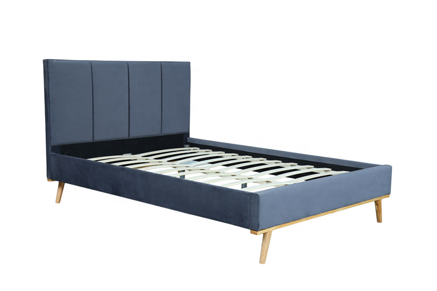 1457 Pinakabagong Modern Simpleng Disenyong Velvet Upholstered Bed