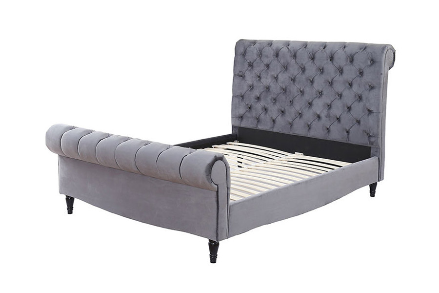 1393 Luxury High Headboard Sleigh Bed Upholstered Bed