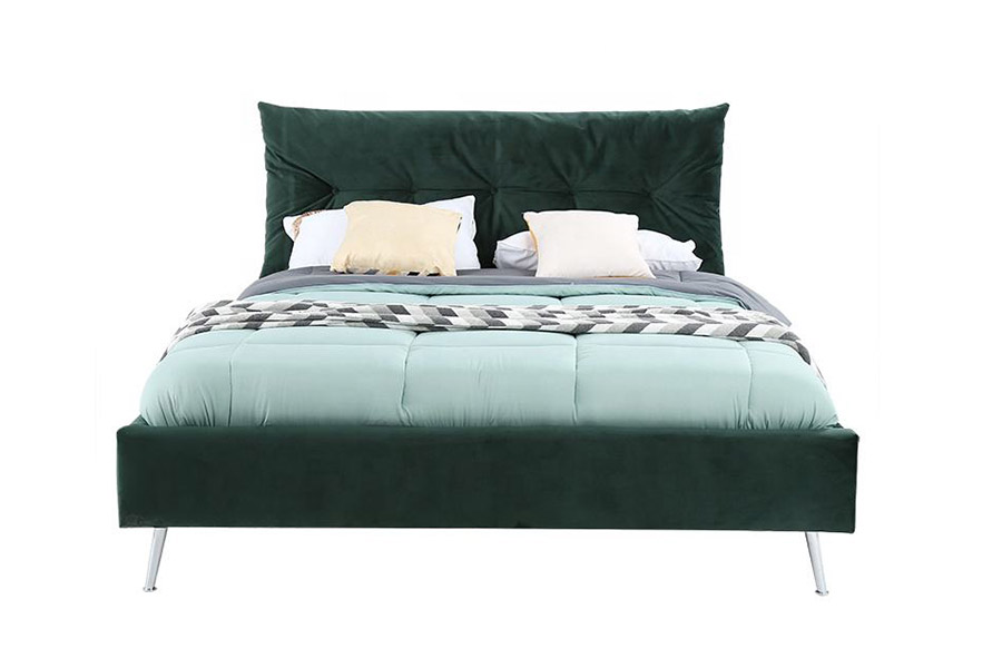 1392 Modern Simple Style Velvet Fabric Upholstered Bed