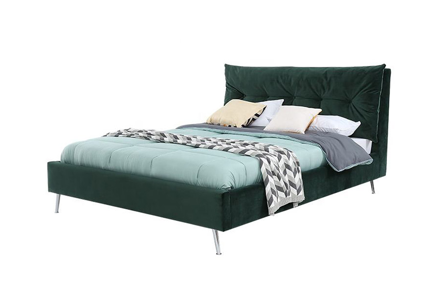 1392 Modern Simple Style Velvet Fabric Upholstered Bed