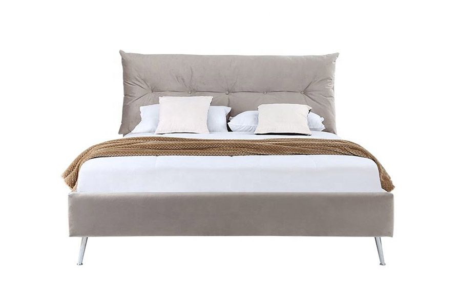 1392 Modern Simple Style Velvet Fabric Upholstered Bed