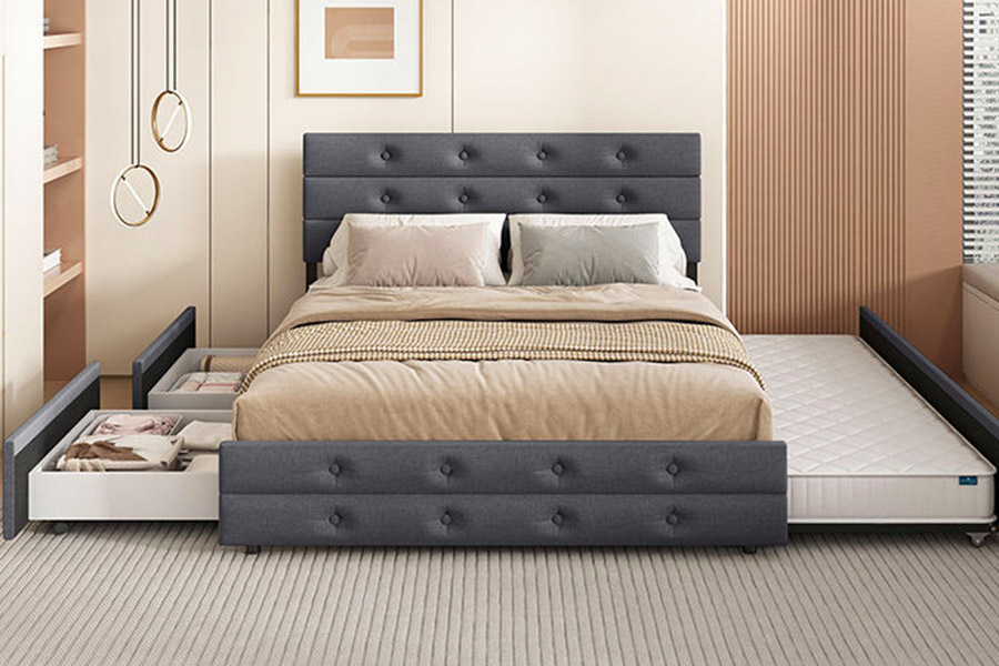 1385 Modern Lift up Hotel Bed Frame Drawers Storage Bed frame