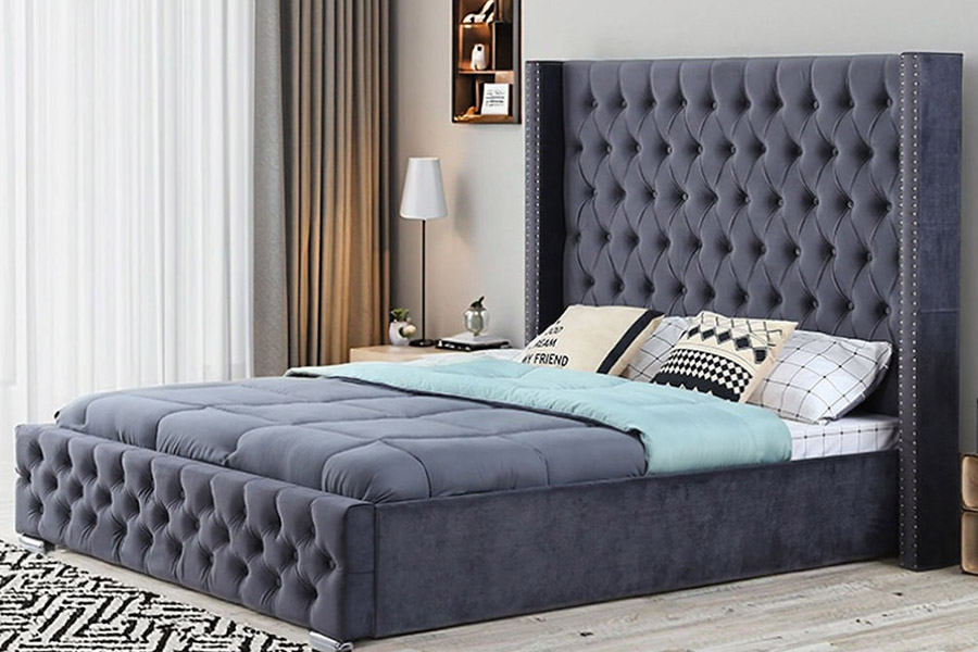 1351 Modern Luxury Design Wingback Bed Upholstered Bed