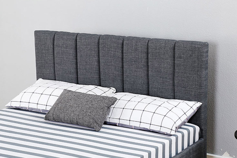 1333 Modern Gray Plush Fabric Upholstered Bed