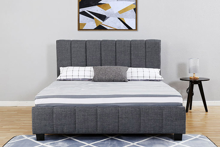 1333 Modern Gray Plush Fabric Upholstered Bed