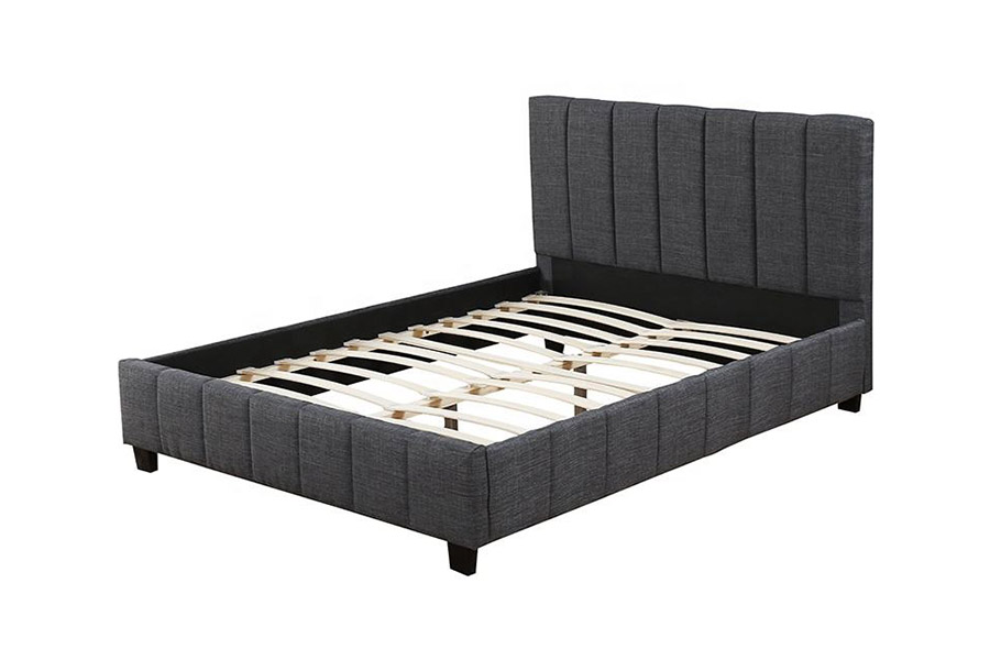 1333 Modern Gray Plush Fabric Upholstered Bed