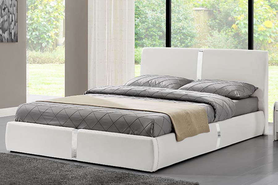 1859 Solid Wooden Frame Soft Leather Upholstered Bed