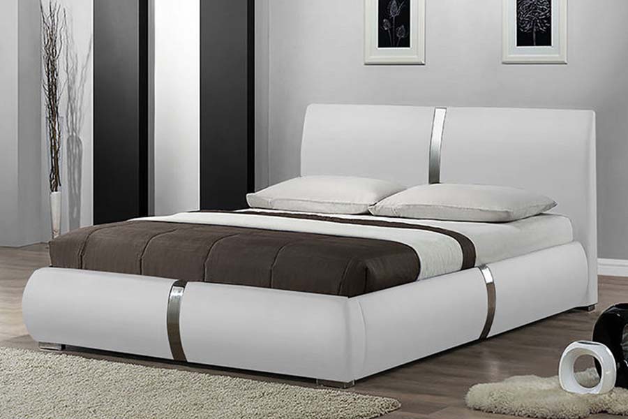 1859 Solid Wooden Frame Soft Leather Upholstered Bed