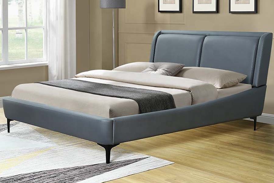 1584 Black Leather Soft Headboard Upholstered Bed