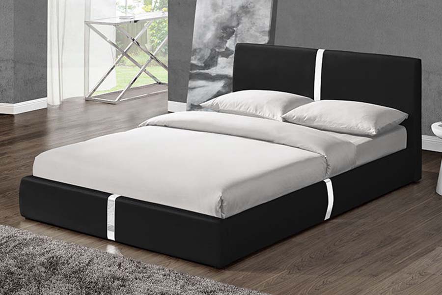 1859 Solid Wooden Frame Soft Leather Upholstered Bed