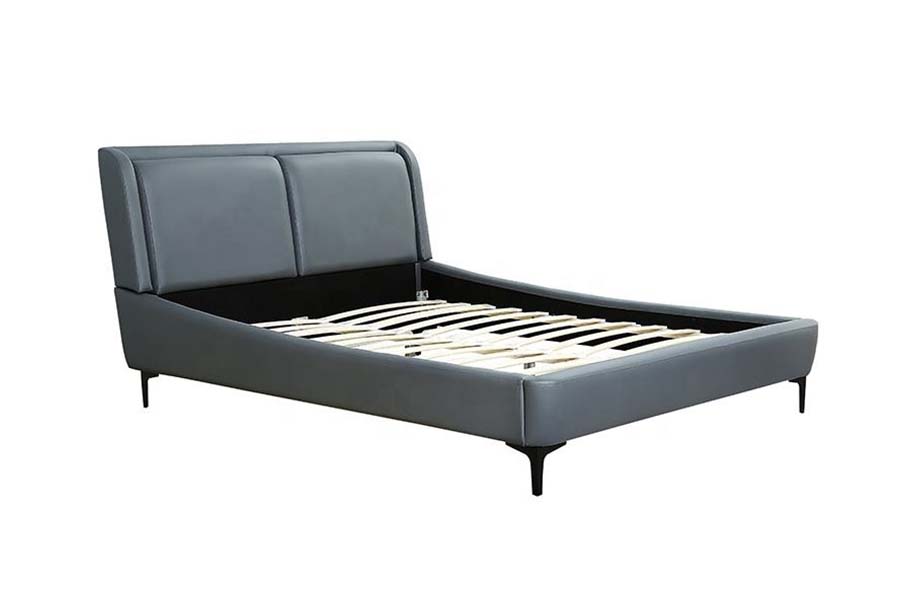 1584 Black Leather Soft Headboard Upholstered Bed
