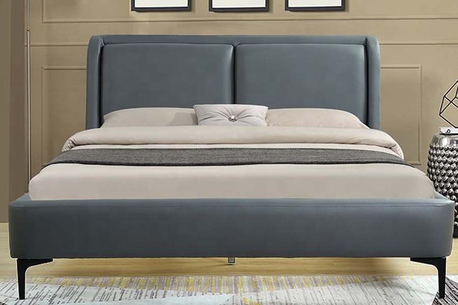 1584 Black Leather Soft Headboard Upholstered Bed