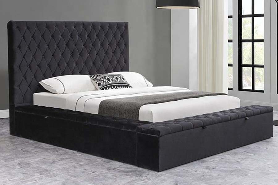 1578 Wooden Panel at Tufted Headboard Upholstered Bed
