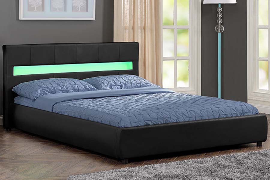 1813 White PU Soft Bed LED Upholstered Bed Frame