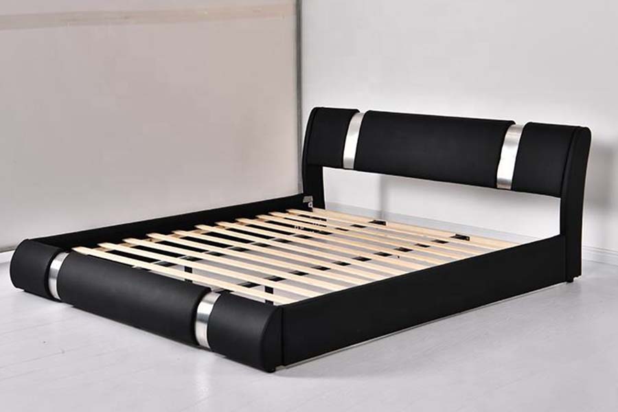 1715 Soft Faux Leather na may Wooden Frame Upholstered Storage Bed Frame