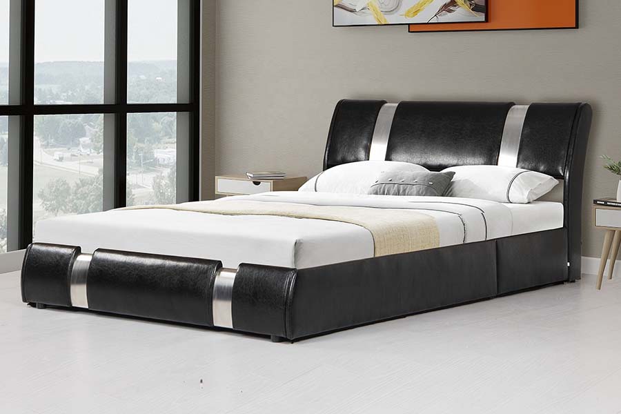 1715 Soft Faux Leather na may Wooden Frame Upholstered Storage Bed Frame