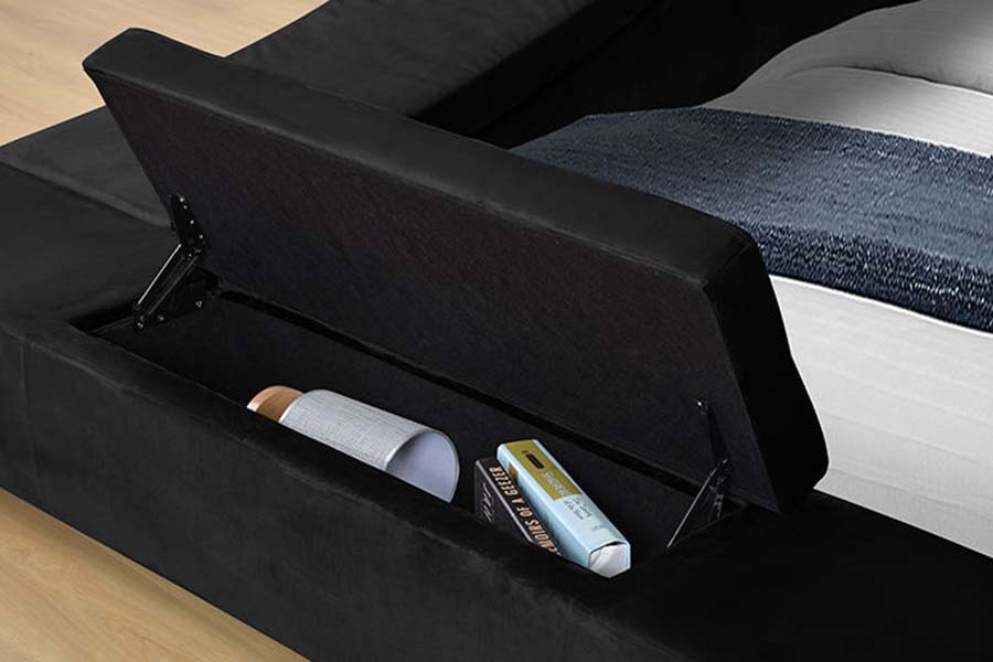 1550 Modernong Double Leather Fabric Bed Upholstered Storage Bed Frame