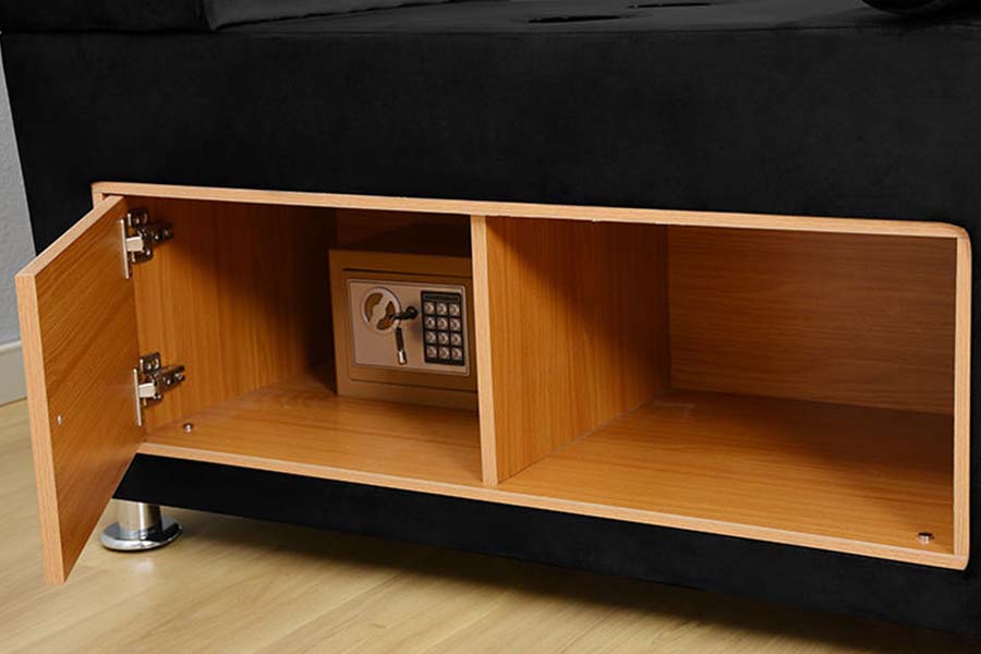 1550 Modernong Double Leather Fabric Bed Upholstered Storage Bed Frame