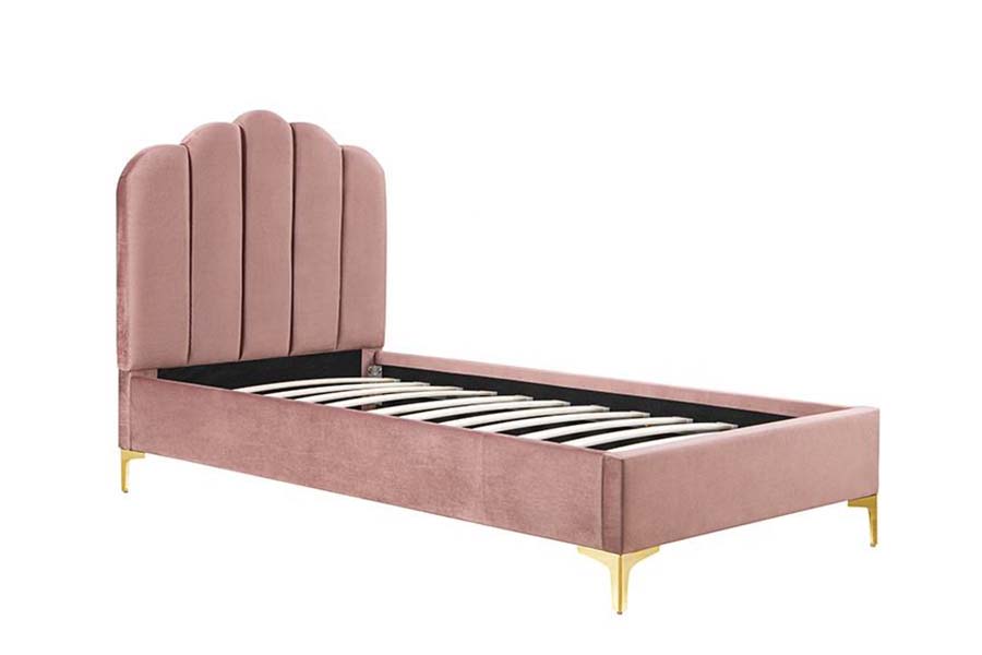 1655 Pink Linen Fabric Platform Bed Upholstered Bed