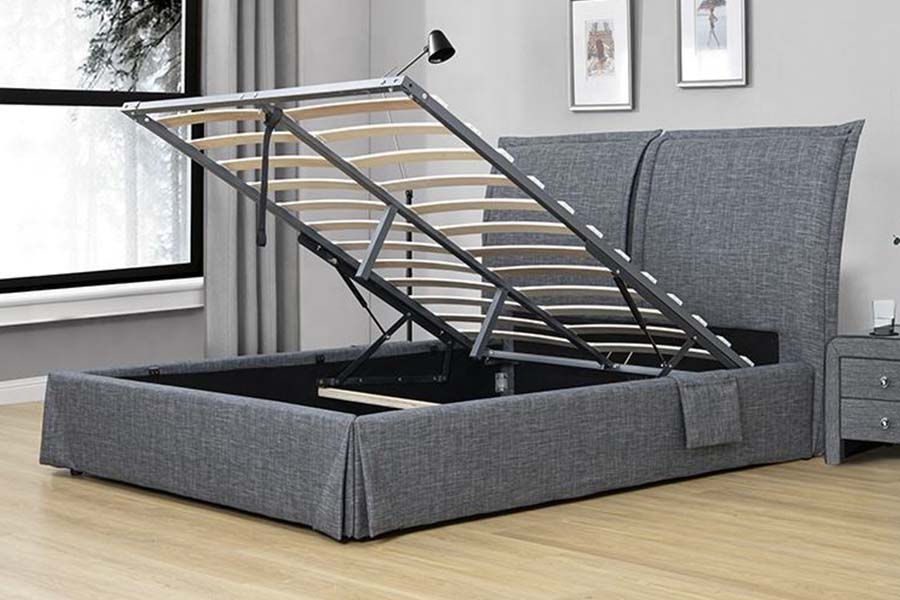 1530 Linen Fabric Upholstered Beds Upholstered Storage Bed Frame