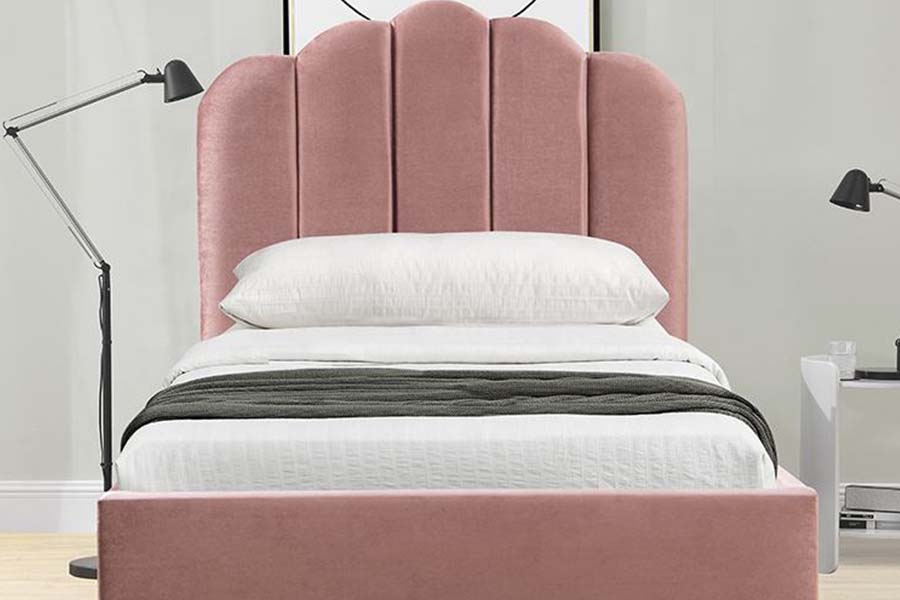 1655 Pink Linen Fabric Platform Bed Upholstered Bed