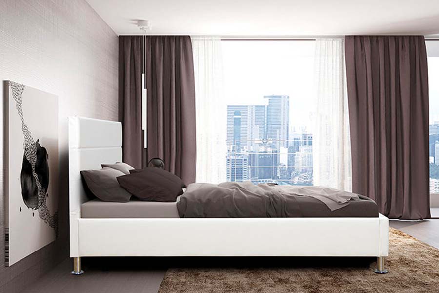 1639 Square Block Headboard Panel Upholstered Bed