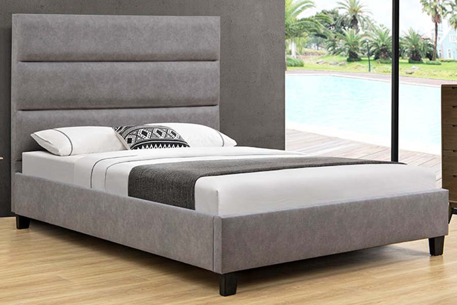 1618 Single Size Linen Solid Wood Velvet Upholstered Bed