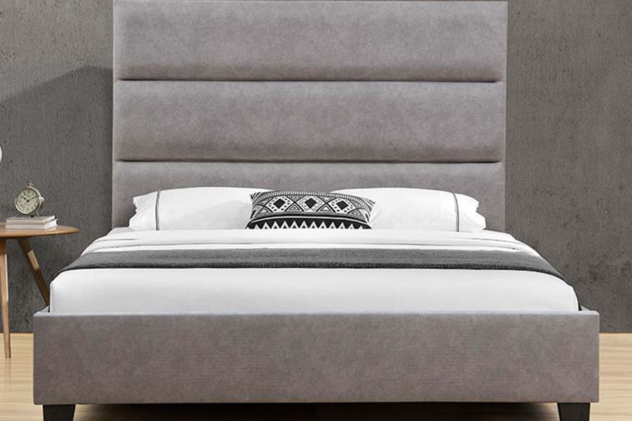 1618 Single Size Linen Solid Wood Velvet Upholstered Bed