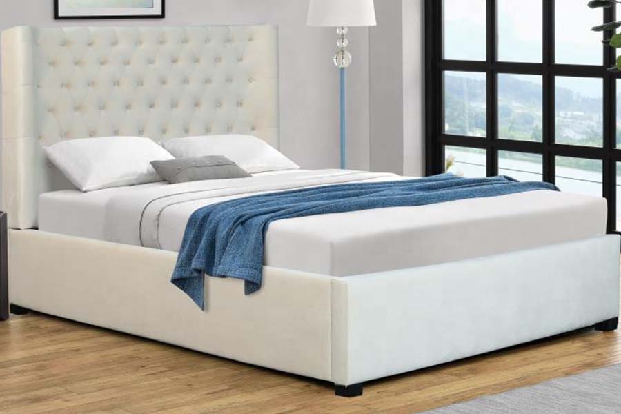 1500 Buttons Headboard Bed Fabric Bed Upholstered Bed
