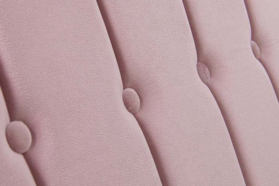 1598 Pink Velvet Fabric na may Wooden Panel Upholstered Bed