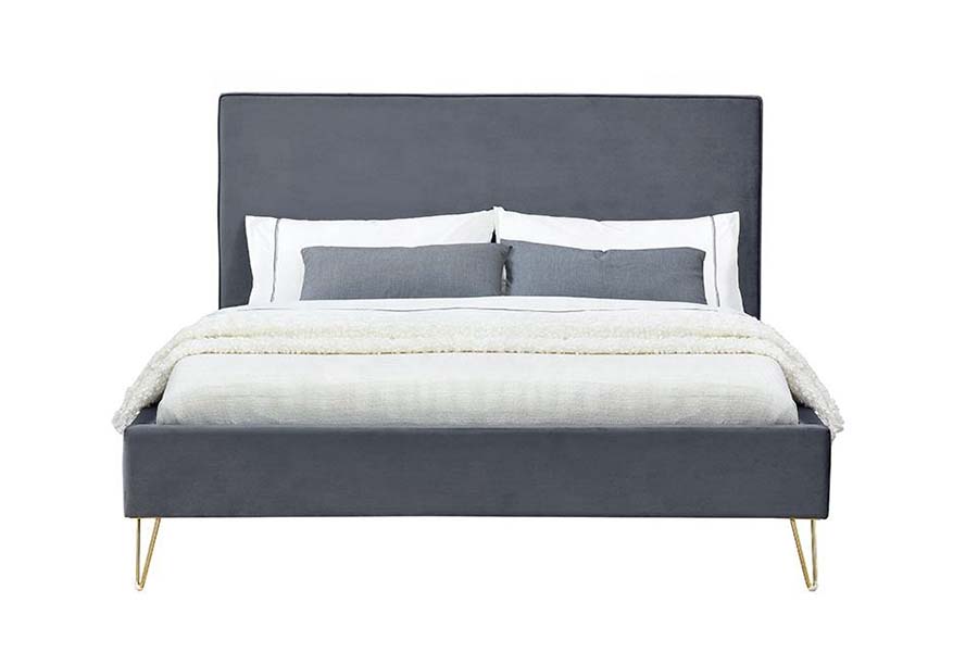 1476 Makukulay na Velvet Fabric Platform Bed Upholstered Bed