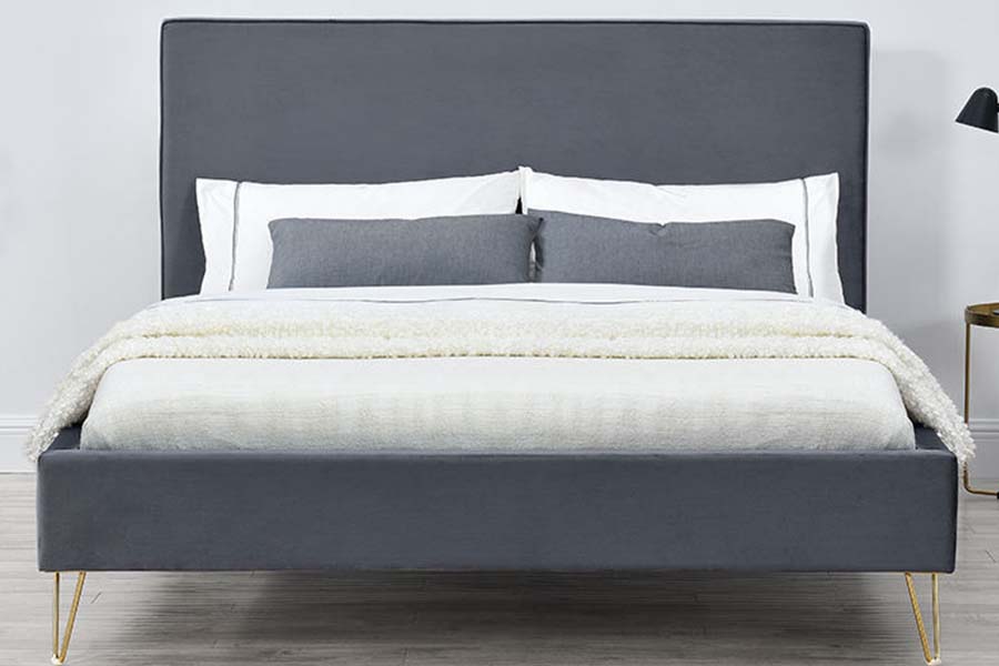 1476 Makukulay na Velvet Fabric Platform Bed Upholstered Bed