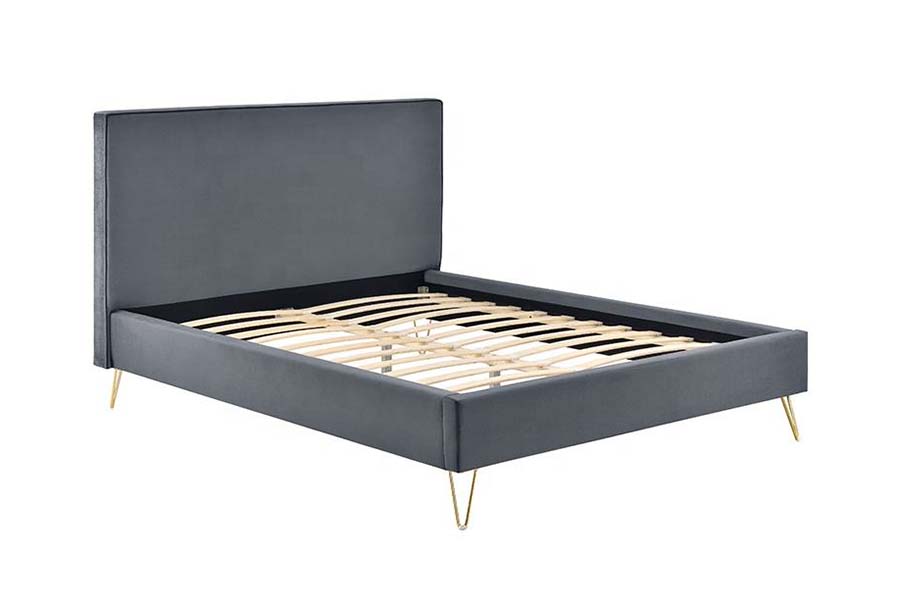 1476 Makukulay na Velvet Fabric Platform Bed Upholstered Bed