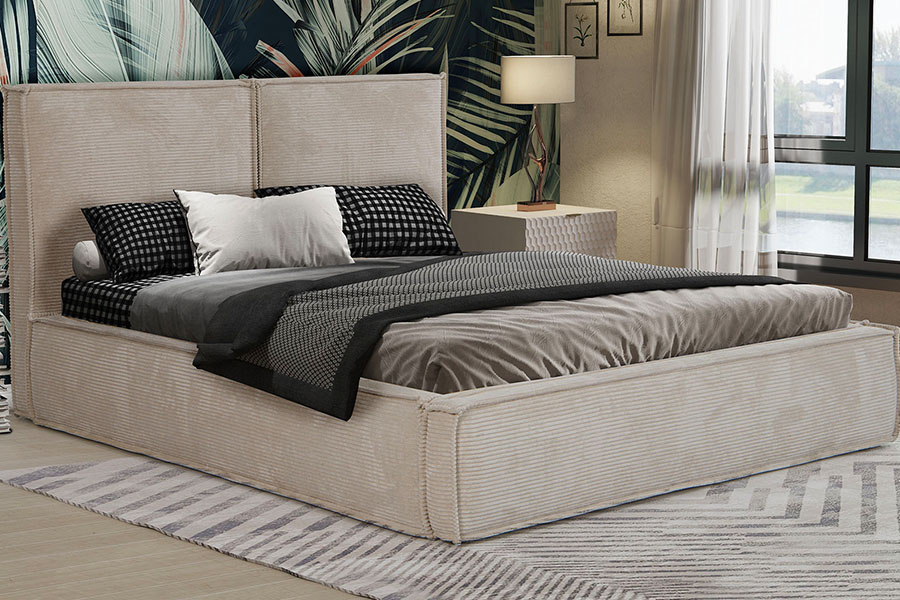 4213 Corduroy Fabric Tofu-Design Upholstered Bed