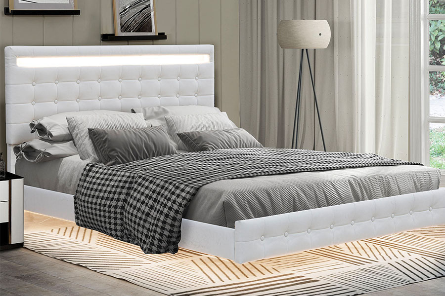 4209 King-Size Adjustable LED Upholstered Bed Frame